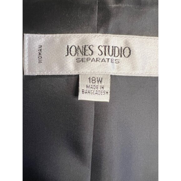 Jones studio separate gray 18 W blazer long sleeve 1 button pocket collar - Picture 9 of 13